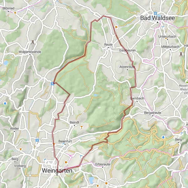 Map miniature of "Wine and Nature Gravel Tour" cycling inspiration in Tübingen, Germany. Generated by Tarmacs.app cycling route planner