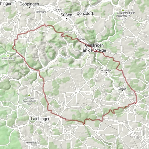 Karten-Miniaturansicht der Radinspiration "Abenteuertour durch die Schwäbische Alb" in Tübingen, Germany. Erstellt vom Tarmacs.app-Routenplaner für Radtouren