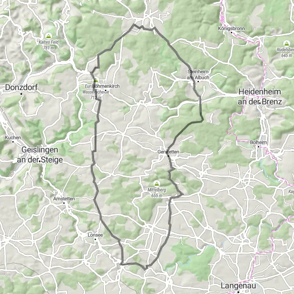 Karten-Miniaturansicht der Radinspiration "Panorama Tour um Westerstetten" in Tübingen, Germany. Erstellt vom Tarmacs.app-Routenplaner für Radtouren