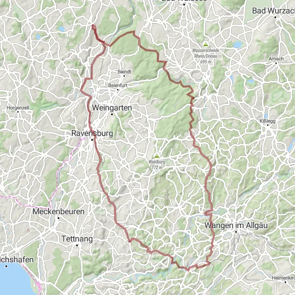 Map miniature of "Marienberg Gravel Epic" cycling inspiration in Tübingen, Germany. Generated by Tarmacs.app cycling route planner