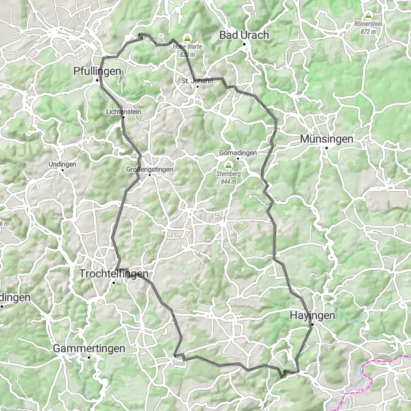 Karten-Miniaturansicht der Radinspiration "Rund um Zwiefalten und die Schwäbische Alb" in Tübingen, Germany. Erstellt vom Tarmacs.app-Routenplaner für Radtouren