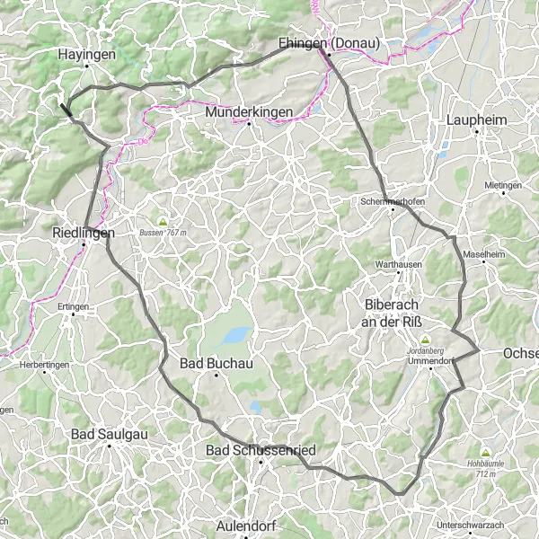 Karten-Miniaturansicht der Radinspiration "Burgen und historische Städte entlang der Donau" in Tübingen, Germany. Erstellt vom Tarmacs.app-Routenplaner für Radtouren