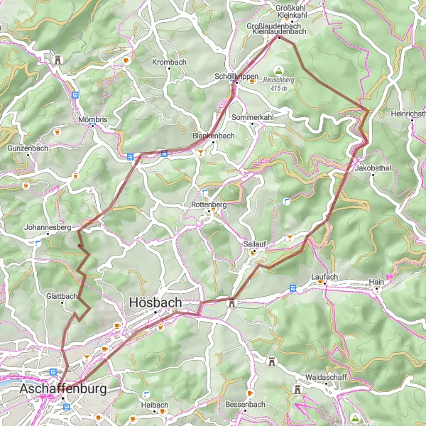 Map miniature of "Glattbach Adventure" cycling inspiration in Unterfranken, Germany. Generated by Tarmacs.app cycling route planner