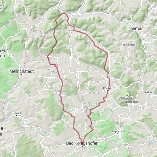 Karten-Miniaturansicht der Radinspiration "Rhön-Premiumweg" in Unterfranken, Germany. Erstellt vom Tarmacs.app-Routenplaner für Radtouren