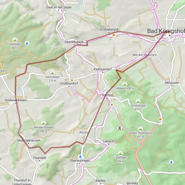 Karten-Miniaturansicht der Radinspiration "Kulturroute Thüringer Wald" in Unterfranken, Germany. Erstellt vom Tarmacs.app-Routenplaner für Radtouren