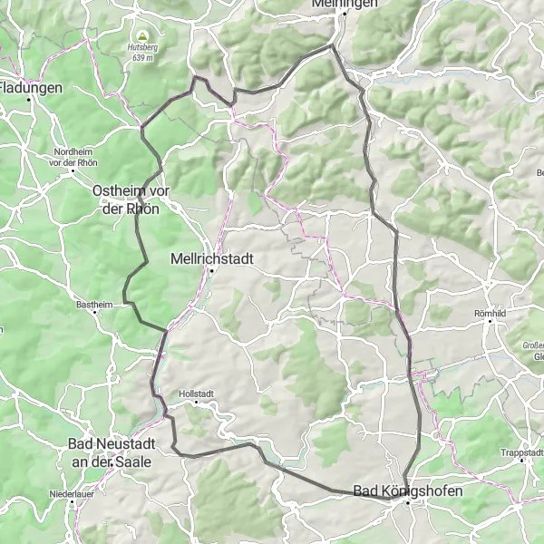 Map miniature of "Countryside Ride" cycling inspiration in Unterfranken, Germany. Generated by Tarmacs.app cycling route planner