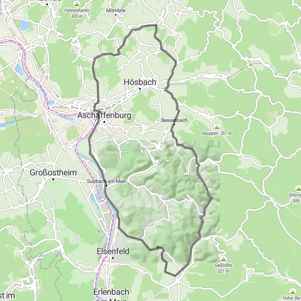 Map miniature of "Blankenbach and Beyond: A Road Cycling Adventure" cycling inspiration in Unterfranken, Germany. Generated by Tarmacs.app cycling route planner