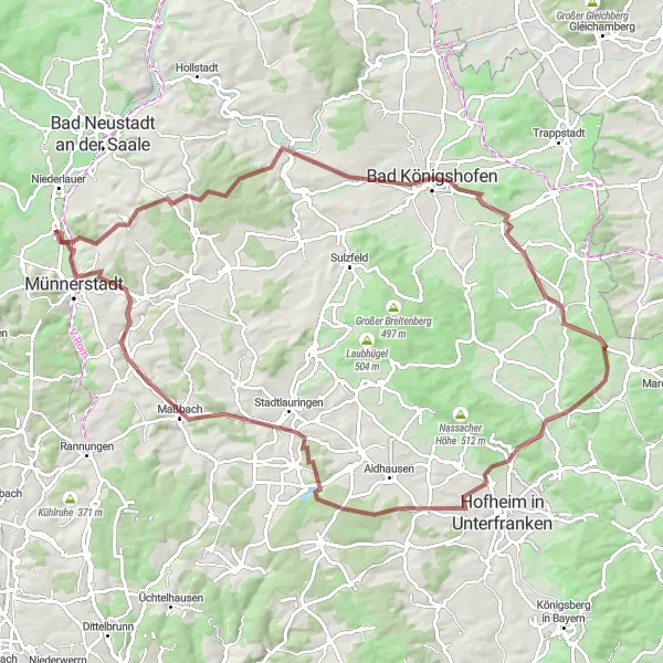 Karten-Miniaturansicht der Radinspiration "Gravel-Tour um Burglauer" in Unterfranken, Germany. Erstellt vom Tarmacs.app-Routenplaner für Radtouren
