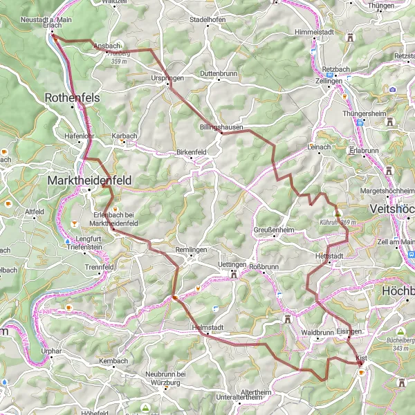 Karten-Miniaturansicht der Radinspiration "Hügelige Schönheit von Eisingen" in Unterfranken, Germany. Erstellt vom Tarmacs.app-Routenplaner für Radtouren