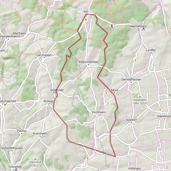Karten-Miniaturansicht der Radinspiration "Gravel-Tour zur Burgruine Guttenberg" in Unterfranken, Germany. Erstellt vom Tarmacs.app-Routenplaner für Radtouren