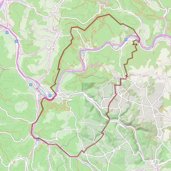 Karten-Miniaturansicht der Radinspiration "Gravel-Abenteuer durch den Spessart" in Unterfranken, Germany. Erstellt vom Tarmacs.app-Routenplaner für Radtouren