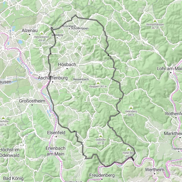 Karten-Miniaturansicht der Radinspiration "Eindrucksvolle Road-Tour durch Unterfranken" in Unterfranken, Germany. Erstellt vom Tarmacs.app-Routenplaner für Radtouren
