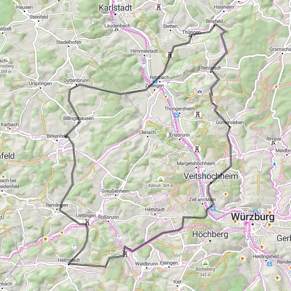 Karten-Miniaturansicht der Radinspiration "Panorama-Radtour durch Mainfranken" in Unterfranken, Germany. Erstellt vom Tarmacs.app-Routenplaner für Radtouren