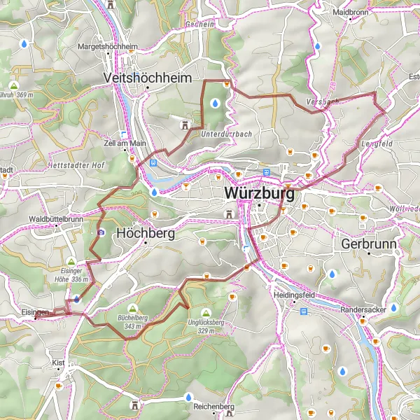 Karten-Miniaturansicht der Radinspiration "Naturpark-Spessart-Gravel-Tour" in Unterfranken, Germany. Erstellt vom Tarmacs.app-Routenplaner für Radtouren