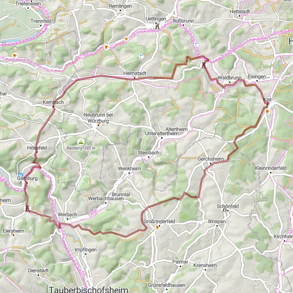 Karten-Miniaturansicht der Radinspiration "Spessart-Gravel-Route" in Unterfranken, Germany. Erstellt vom Tarmacs.app-Routenplaner für Radtouren