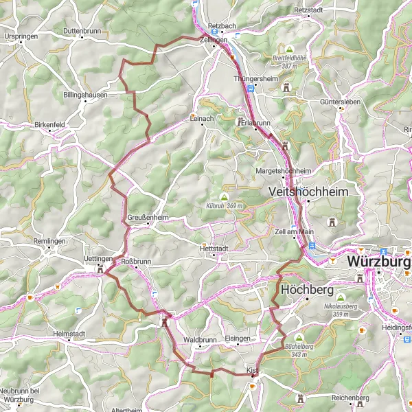 Karten-Miniaturansicht der Radinspiration "Schlösser und Naturwunder" in Unterfranken, Germany. Erstellt vom Tarmacs.app-Routenplaner für Radtouren