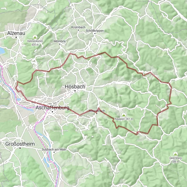 Map miniature of "Gravel Adventure" cycling inspiration in Unterfranken, Germany. Generated by Tarmacs.app cycling route planner