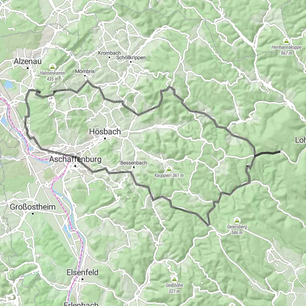 Map miniature of "The Ultimate Challenge" cycling inspiration in Unterfranken, Germany. Generated by Tarmacs.app cycling route planner