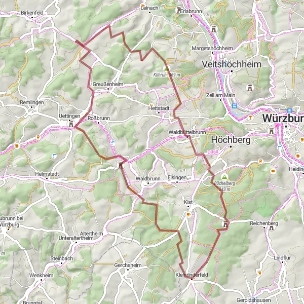 Karten-Miniaturansicht der Radinspiration "Erlebnisreiche Schottertour durch die Natur" in Unterfranken, Germany. Erstellt vom Tarmacs.app-Routenplaner für Radtouren
