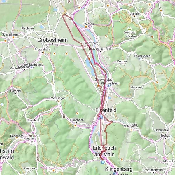 Map miniature of "Charming Gravel Ride" cycling inspiration in Unterfranken, Germany. Generated by Tarmacs.app cycling route planner