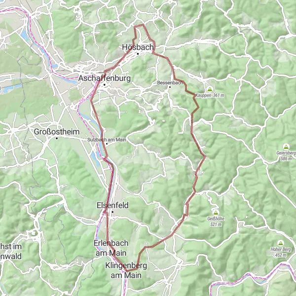 Map miniature of "Scenic Gravel Exploration" cycling inspiration in Unterfranken, Germany. Generated by Tarmacs.app cycling route planner