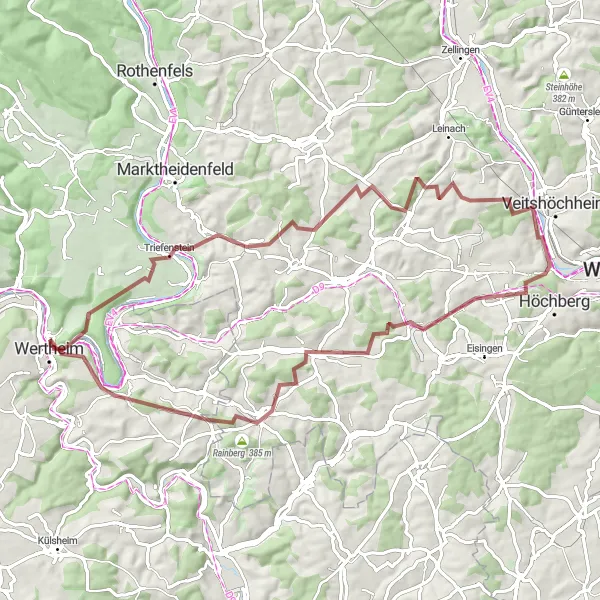 Karten-Miniaturansicht der Radinspiration "Würzburger Weinberge Tour" in Unterfranken, Germany. Erstellt vom Tarmacs.app-Routenplaner für Radtouren