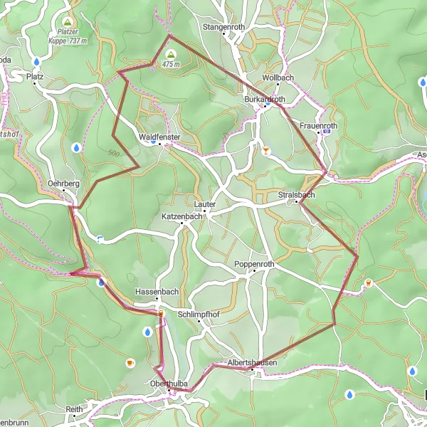 Map miniature of "Burkardroth Gravel Ride" cycling inspiration in Unterfranken, Germany. Generated by Tarmacs.app cycling route planner