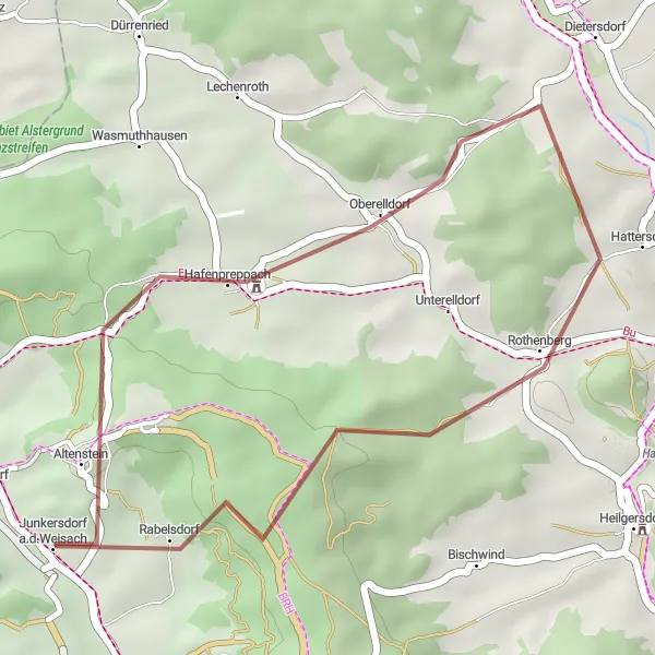 Karten-Miniaturansicht der Radinspiration "Kleine Runde um Hassberge" in Unterfranken, Germany. Erstellt vom Tarmacs.app-Routenplaner für Radtouren