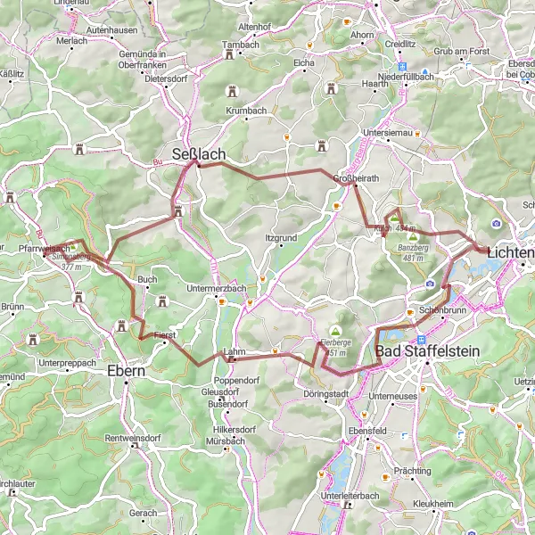 Karten-Miniaturansicht der Radinspiration "Rundfahrt durch die malerische Landschaft von Unterfranken" in Unterfranken, Germany. Erstellt vom Tarmacs.app-Routenplaner für Radtouren