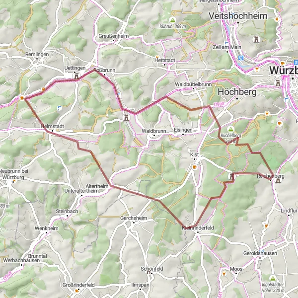 Karten-Miniaturansicht der Radinspiration "Gravelabenteuer im Spessart" in Unterfranken, Germany. Erstellt vom Tarmacs.app-Routenplaner für Radtouren