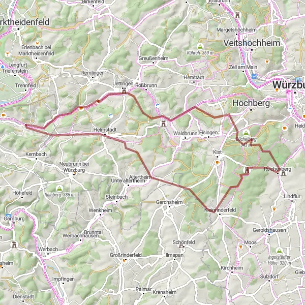 Karten-Miniaturansicht der Radinspiration "Gravel-Abenteuer im Spessart" in Unterfranken, Germany. Erstellt vom Tarmacs.app-Routenplaner für Radtouren