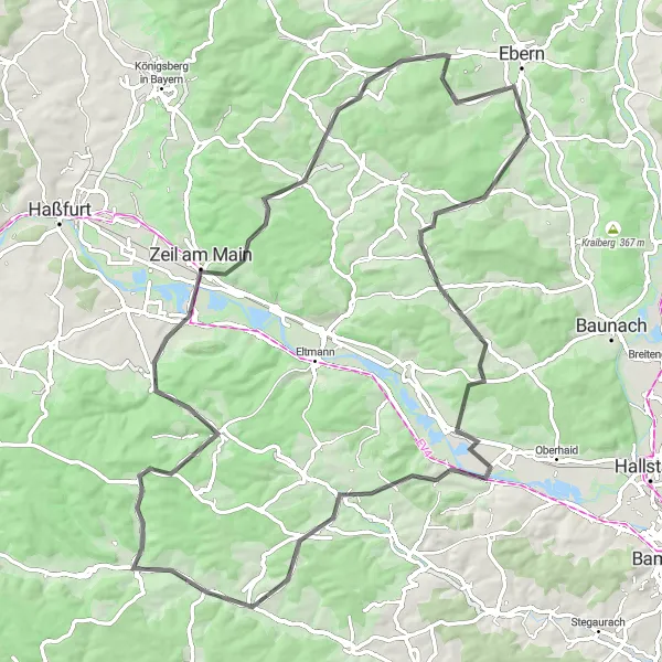 Karten-Miniaturansicht der Radinspiration "Kulturroute durch Unterfranken" in Unterfranken, Germany. Erstellt vom Tarmacs.app-Routenplaner für Radtouren