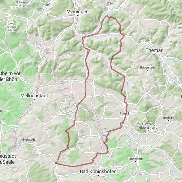 Map miniature of "Saal Circuit" cycling inspiration in Unterfranken, Germany. Generated by Tarmacs.app cycling route planner