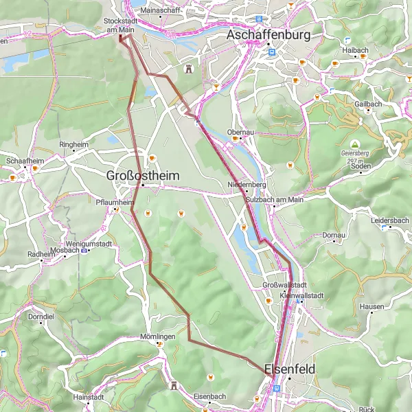 Map miniature of "Gravel Adventure" cycling inspiration in Unterfranken, Germany. Generated by Tarmacs.app cycling route planner