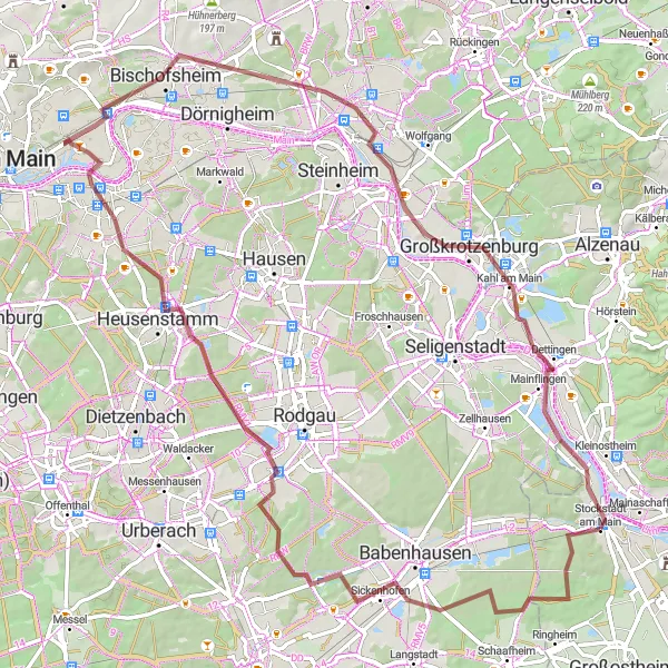 Map miniature of "Main River Ride" cycling inspiration in Unterfranken, Germany. Generated by Tarmacs.app cycling route planner