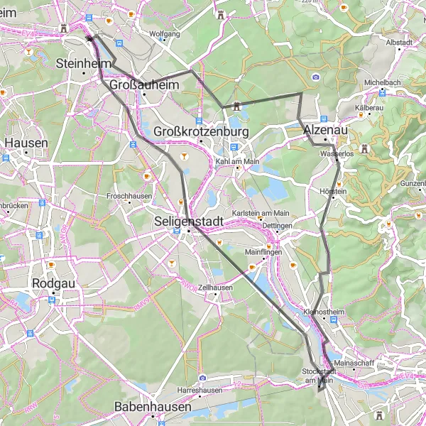 Karten-Miniaturansicht der Radinspiration "Rund um Stockstadt am Main" in Unterfranken, Germany. Erstellt vom Tarmacs.app-Routenplaner für Radtouren