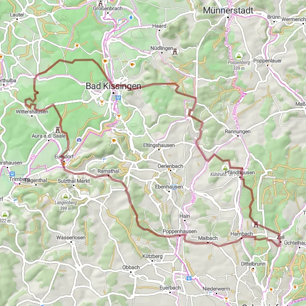 Karten-Miniaturansicht der Radinspiration "Auf den Spuren der Geschichte" in Unterfranken, Germany. Erstellt vom Tarmacs.app-Routenplaner für Radtouren