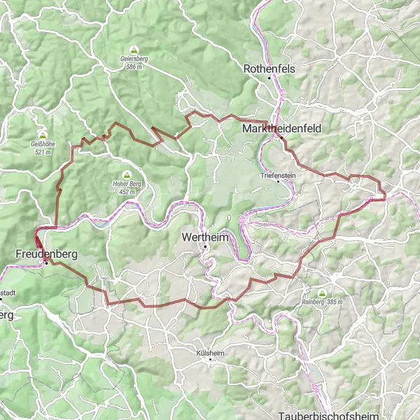 Karten-Miniaturansicht der Radinspiration "Abenteuerliche Schottertour" in Unterfranken, Germany. Erstellt vom Tarmacs.app-Routenplaner für Radtouren