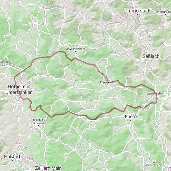 Karten-Miniaturansicht der Radinspiration "Abenteuerliche Route durch Unterfranken" in Unterfranken, Germany. Erstellt vom Tarmacs.app-Routenplaner für Radtouren