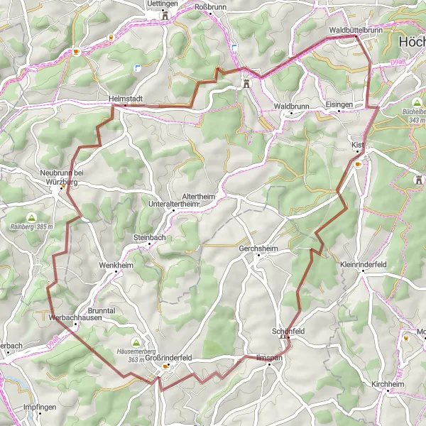 Karten-Miniaturansicht der Radinspiration "Natur pur: Unterfrankens grüne Oase" in Unterfranken, Germany. Erstellt vom Tarmacs.app-Routenplaner für Radtouren