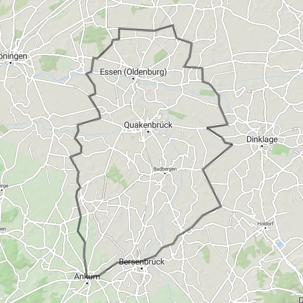 Karten-Miniaturansicht der Radinspiration "Entdeckungstour um Nortrup" in Weser-Ems, Germany. Erstellt vom Tarmacs.app-Routenplaner für Radtouren