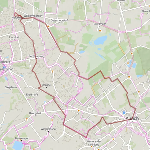 Map miniature of "Exploring Countryside" cycling inspiration in Weser-Ems, Germany. Generated by Tarmacs.app cycling route planner