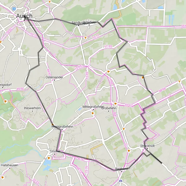 Map miniature of "Spectacular Nature Ride" cycling inspiration in Weser-Ems, Germany. Generated by Tarmacs.app cycling route planner