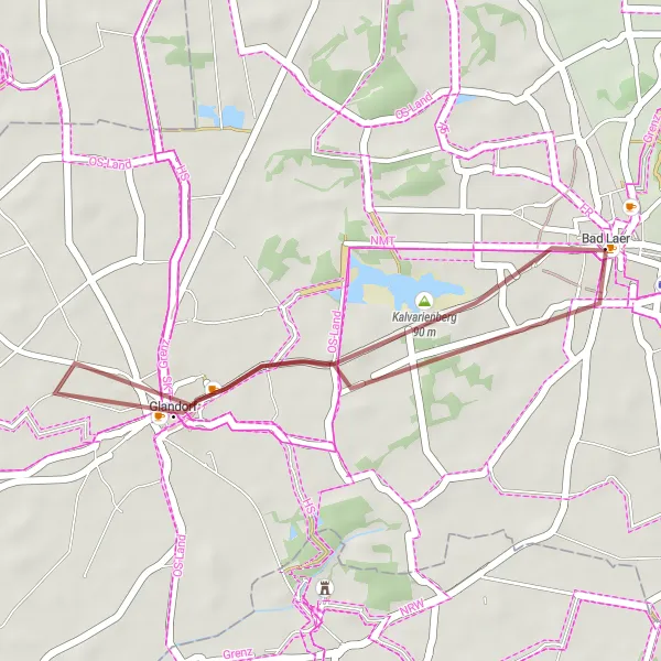 Map miniature of "Bad Laer Exploration" cycling inspiration in Weser-Ems, Germany. Generated by Tarmacs.app cycling route planner