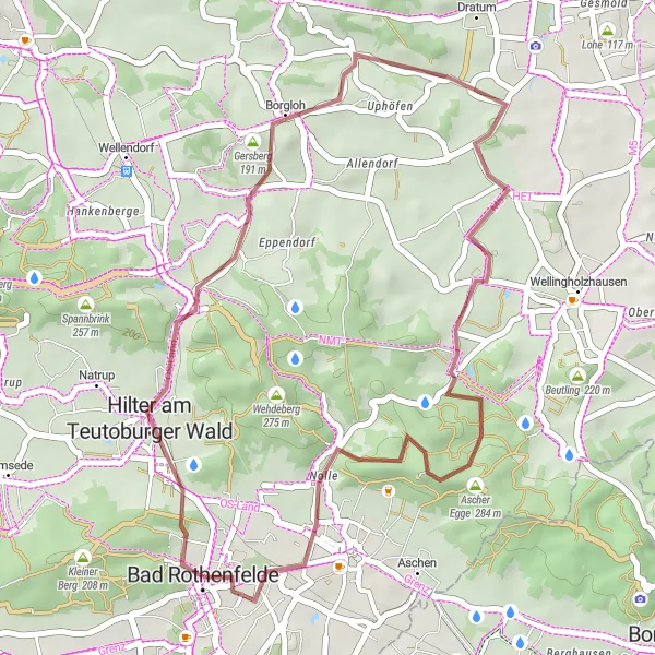 Map miniature of "Off-Road Gravel Adventure" cycling inspiration in Weser-Ems, Germany. Generated by Tarmacs.app cycling route planner