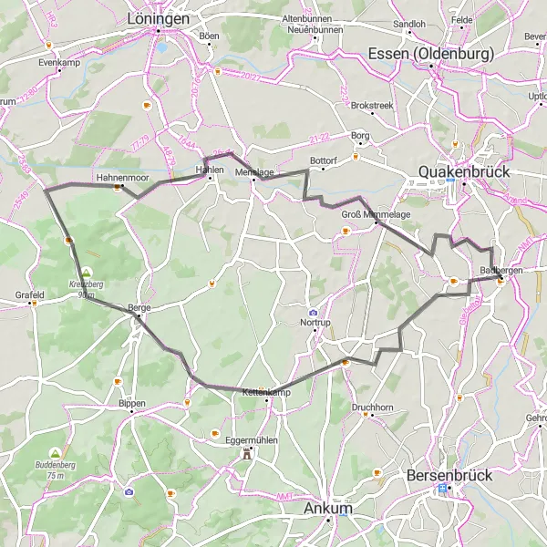Karten-Miniaturansicht der Radinspiration "Radtour durch Kettenkamp" in Weser-Ems, Germany. Erstellt vom Tarmacs.app-Routenplaner für Radtouren