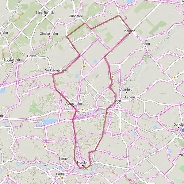 Map miniature of "Scenic Augustfehn Loop" cycling inspiration in Weser-Ems, Germany. Generated by Tarmacs.app cycling route planner
