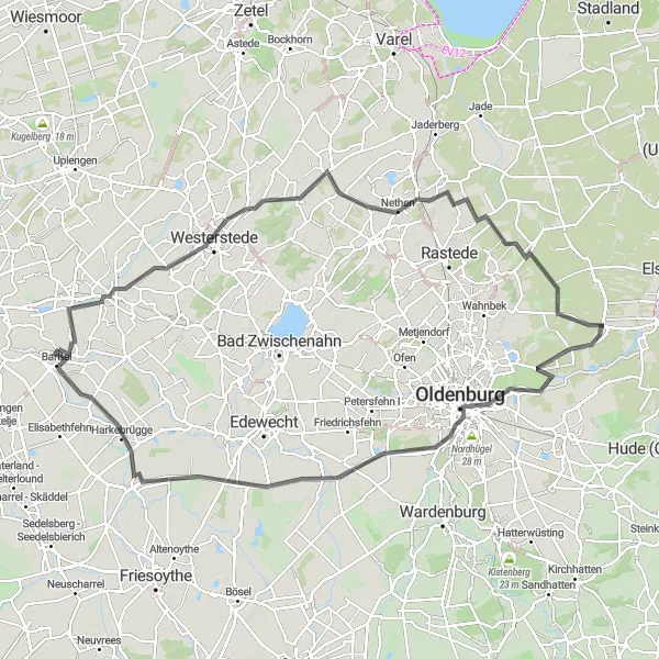 Karten-Miniaturansicht der Radinspiration "Straßentour um Barßel" in Weser-Ems, Germany. Erstellt vom Tarmacs.app-Routenplaner für Radtouren