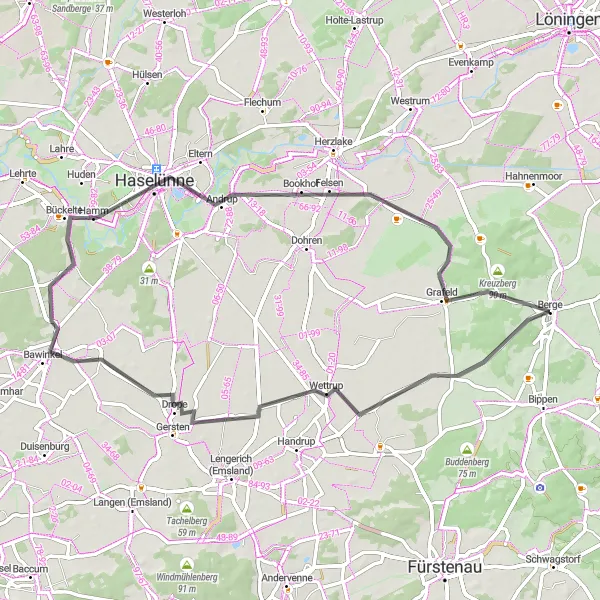 Map miniature of "Wettrup Loop" cycling inspiration in Weser-Ems, Germany. Generated by Tarmacs.app cycling route planner