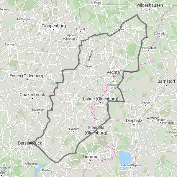 Map miniature of "The Weser-Ems Scenic Route" cycling inspiration in Weser-Ems, Germany. Generated by Tarmacs.app cycling route planner